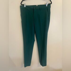 J.Lindeberg Elliott Pants Golf Deep Green Straight Leg Water Repellent Men 32/32
